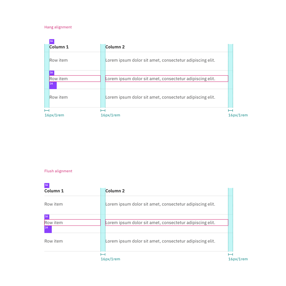 Spacing and measurements for structured list with selection