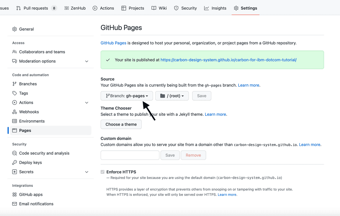 Screenshot of Github settings dashboard